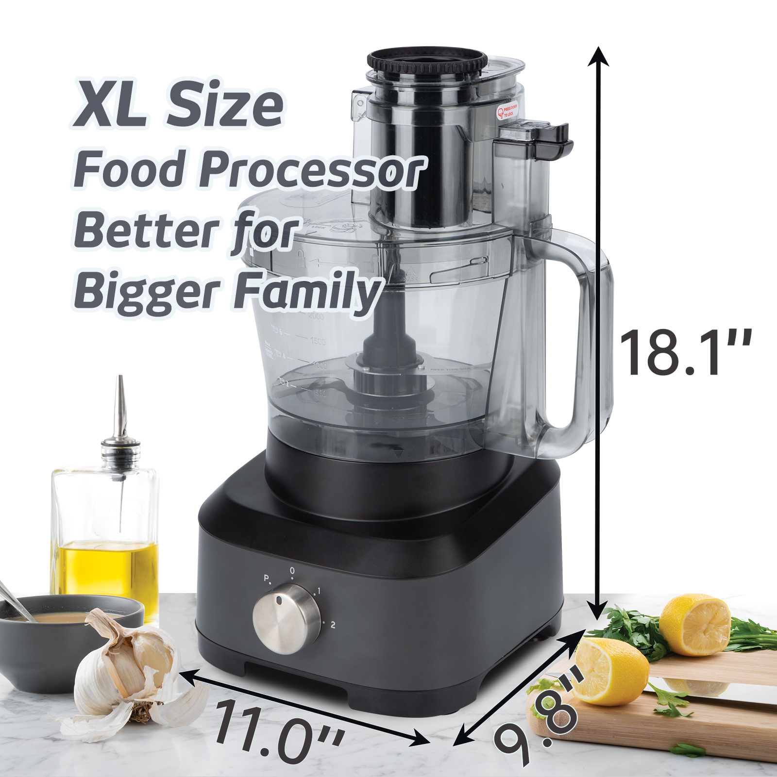 Magiccos 14-Cup Aluminum-Diecast French-Fry-Cutter Food-Processors - Large  Feed Chute, XL Size Bowl, Cheese Grating, Food Processor