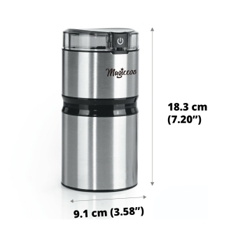 Magiccos Electric Coffee Bean Grinder - One Press Button Control, 50g Coffee Bean Capacity, Stainless Steel Blade, Stain