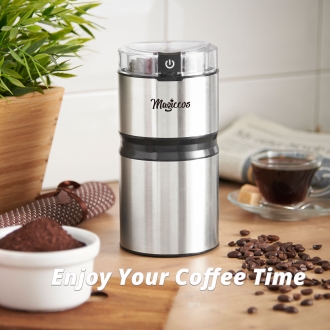 Coffee Grinder - Magiccos Electric Coffee Bean Grinder - One Press Button Control, 50g Coffee Bean Capacity, Stainless Steel Blade, Stain