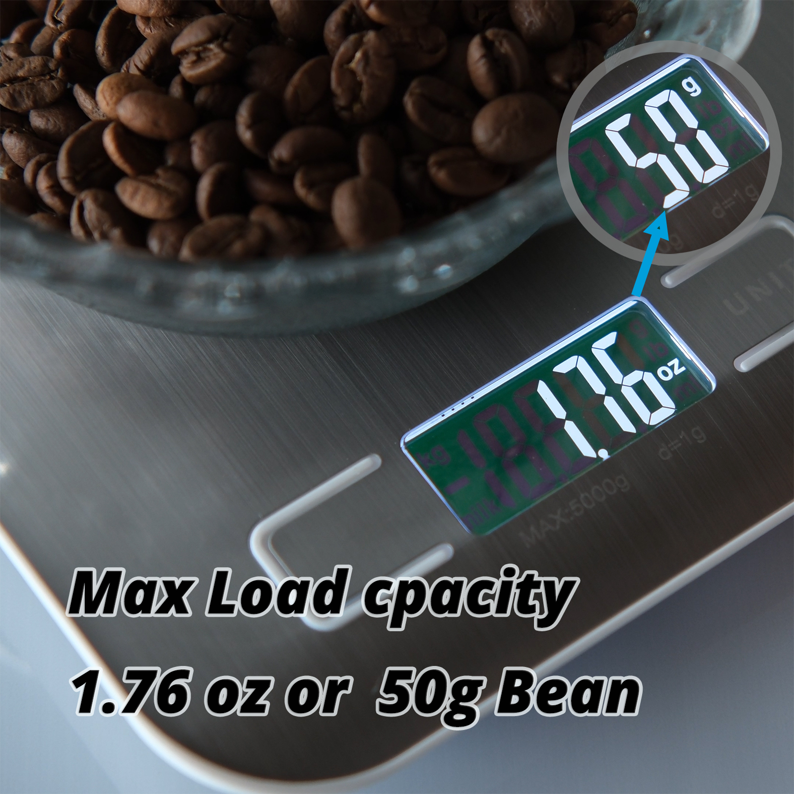 Magiccos Electric Coffee Bean Grinder - One Press Button Control, 50g Coffee Bean Capacity, Stainless Steel Blade, Stain